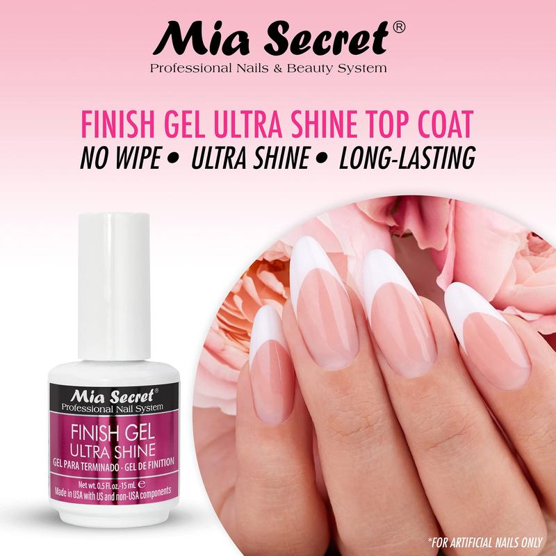 Mia Secret UV Finish Gel 15 ml - Professional High Gloss Gel Top Coat for Enhanced Acrylic Nails Finish Nail Art Nail Care