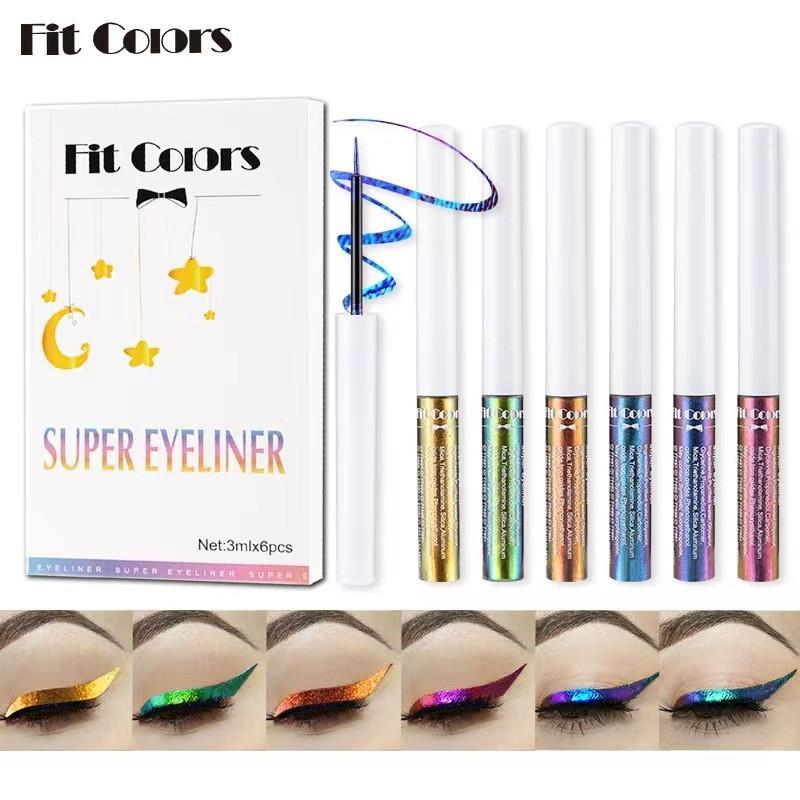 Color Changing Shimmering Liquid Eyeliner, 6 Counts Lightweight Glitter Eyeliner Pen with Flexible Tip & Comfortable Grip, Lightweight Eye Makeup Accessories for Women, Long Lasting Waterproof Eye Liners for Gift