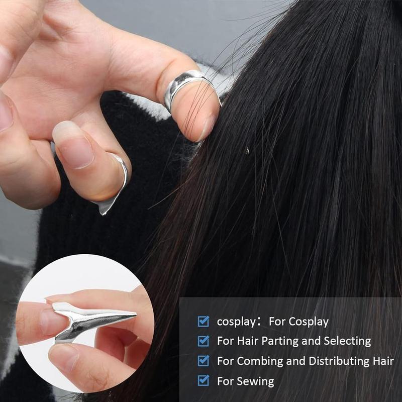 Hair Beauty Set, 8 Counts Hair Parting Rings & 2 Counts Rat Tail Braiding Comb Separating Comb and 1 Count Magnetic Wrist & 5 Counts Clip, Hair Styling Tools