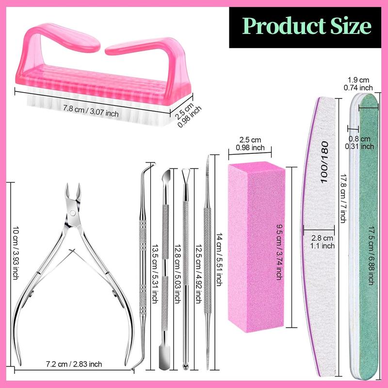 FANDAMEI Nail Care Tool Kit, Nail Files 100 180, Nail Buffer Block, Cuticle Nippers, Cuticle Trimmer, Cuticle Pusher, Nail Lifter for Ingrown Toenails, Nail Tools, Nail Kit, Pedicure & Manicure Tools