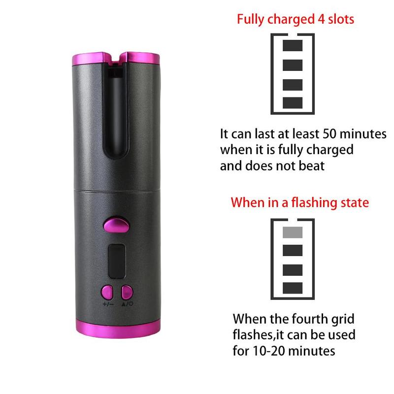 Portable Wireless Automatic Hair Curler, 1 Count USB Rechargeable Hair Curler with Ceramic Rotating Barrel, with Clips and Comb, Hair Styling Tool for Home & Travel, Winter & New Year Gift