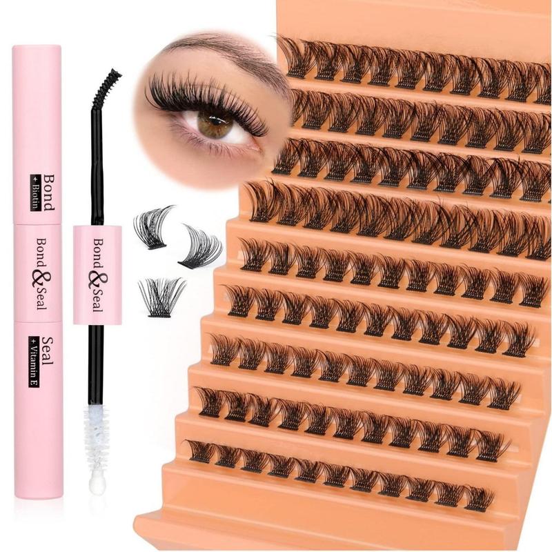 Individual False Eyelashes with Bond and Seal, 1 Box Natural Look Eyelash Extensions, Self Grafting Curl Eyelashes, Eye Makeup Enhancement False Eyelashes