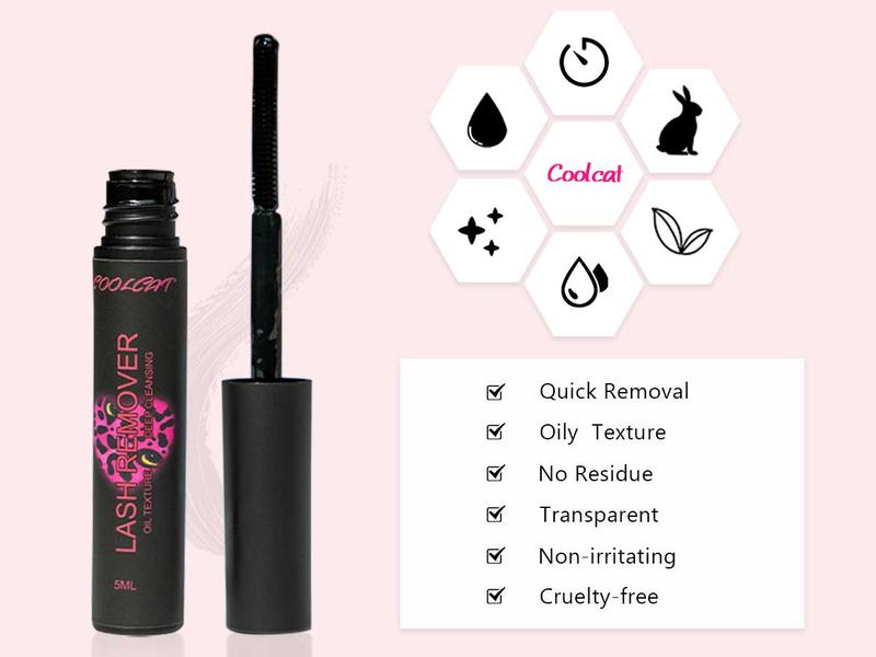 Coolcat Cluster Lash Bond and Remover for Individual Lashes, Lash Bond Micro-Wand&Long Lashing and Lash Bond Accelerate The Dry Time&Water-Proof Super Strong Hold 48 Hours4ML,Fast Removal with No Residue Oil Texture Deep Cleansing5ML Luxury Makeup Mascara