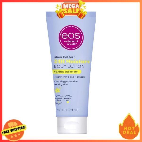 eos 24H Moisture Travel Body Lotion- Vanilla Cashmere, Travel Size Essential, Toiletries, Mini Body Lotion, 2.5 fl oz