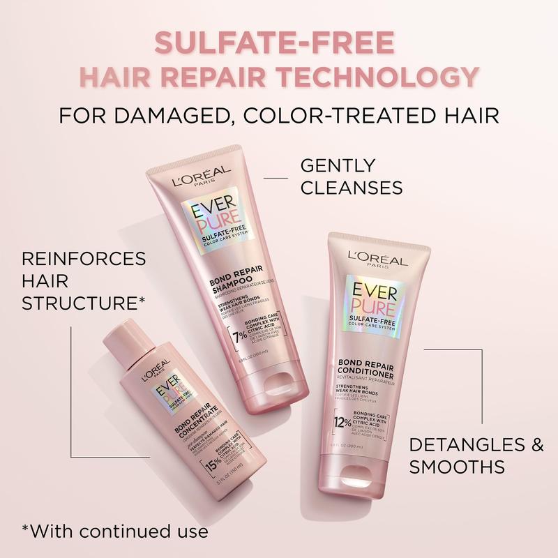 Sulfate Free Bond Repair Pre Shampoo Treatment, Hair Repair for Colored, Bleached or Damaged Hair, EverPure, 5.1 Fl Oz, L'Oreal Paris