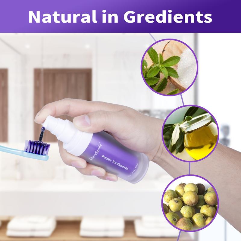 Dental Purple Toothpaste for Teeth Whitening, Tooth Stain Removal, Tooth Paint Booster for Brightness and Reduce Yellowing Gentle Daily Oral Foam purple toothpaste trending toothpaste