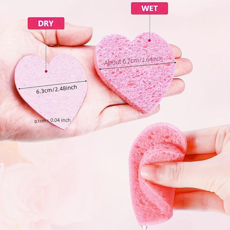 Heart Shaped Facial Sponge, 10 20 30pcs Compressed Face Wash Pad, Exfoliating Facial Cleansing Sponge, Facial Skin Beauty Tool, Skincare Tools, Christmas Gift