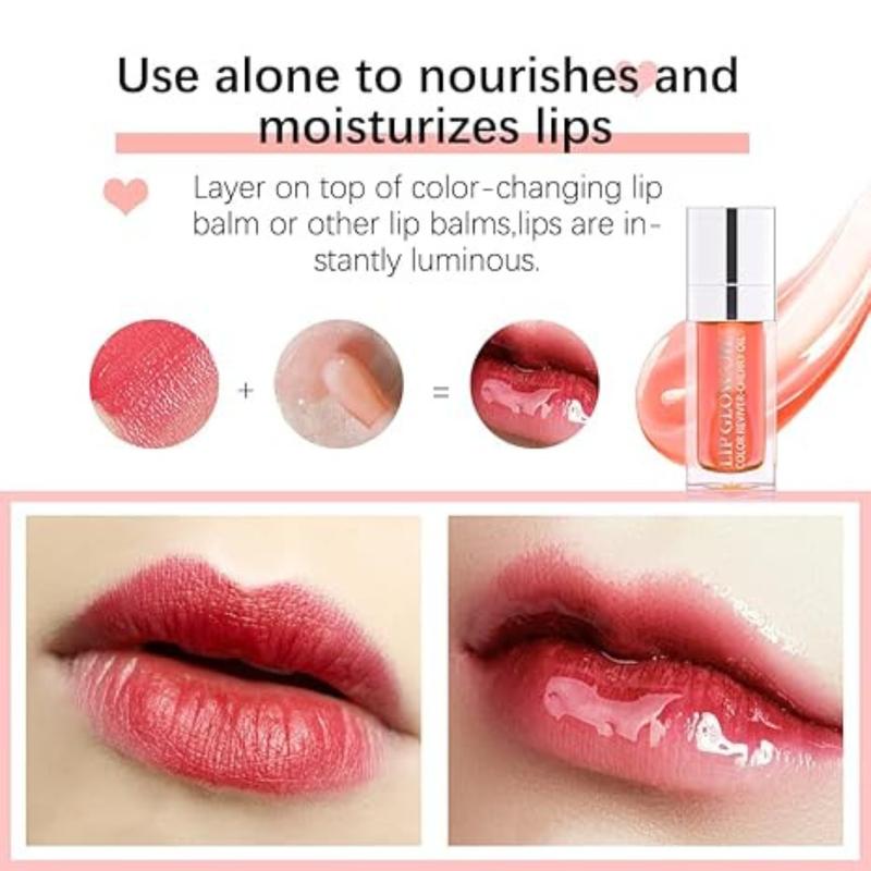 Hydrating Lip Glow Oil Lip Oil Gloss Transparent Toot Tinted Nourishing Long Lasting Repairing Lightening Lip Lines RASPBERRY) 0.2 OZ Glossy Lip gloss