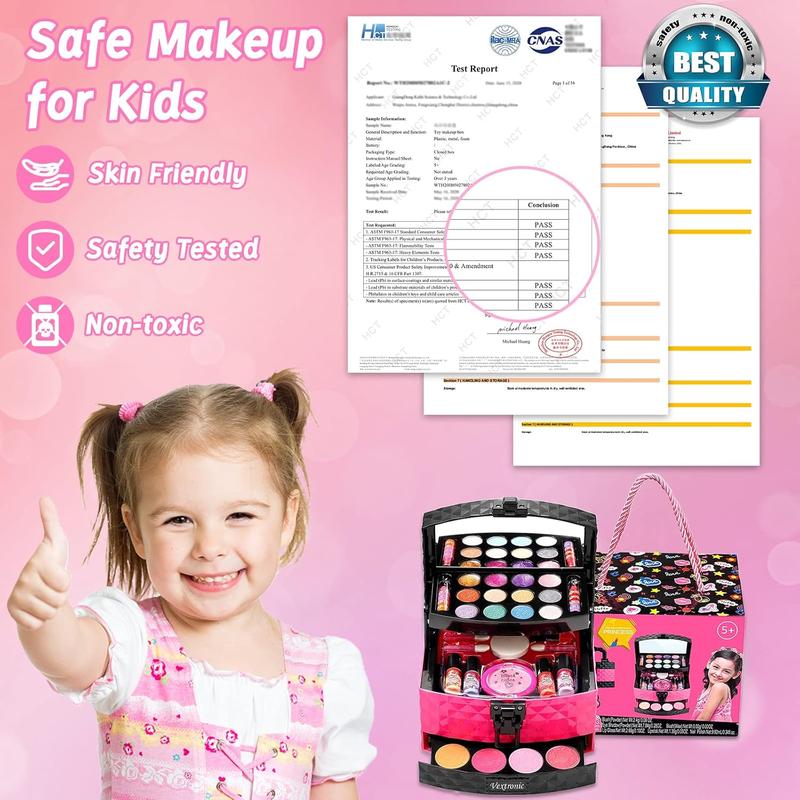 Christmas Gift Kids Makeup Sets for Girls, Washable Toddler Makeup Kit, Non Toxic & Safe Pretend Play Makeup for Kids