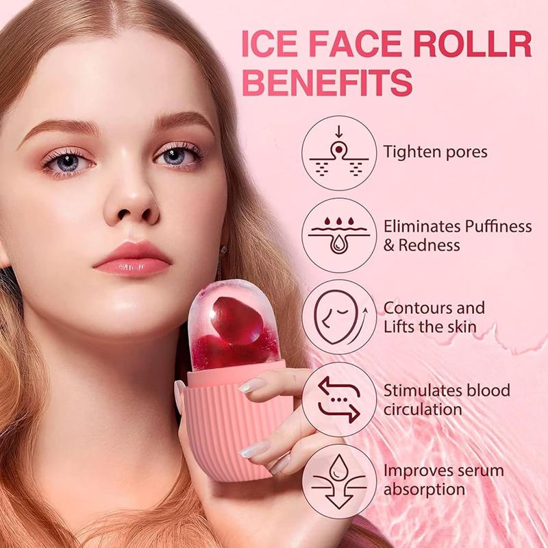 Ice Roller for Face, Ice Cube Facial Roller Massager, Reusable Comfort Silicone Face Eyes Neck Ice Mold for Skincare Gift for Women Men