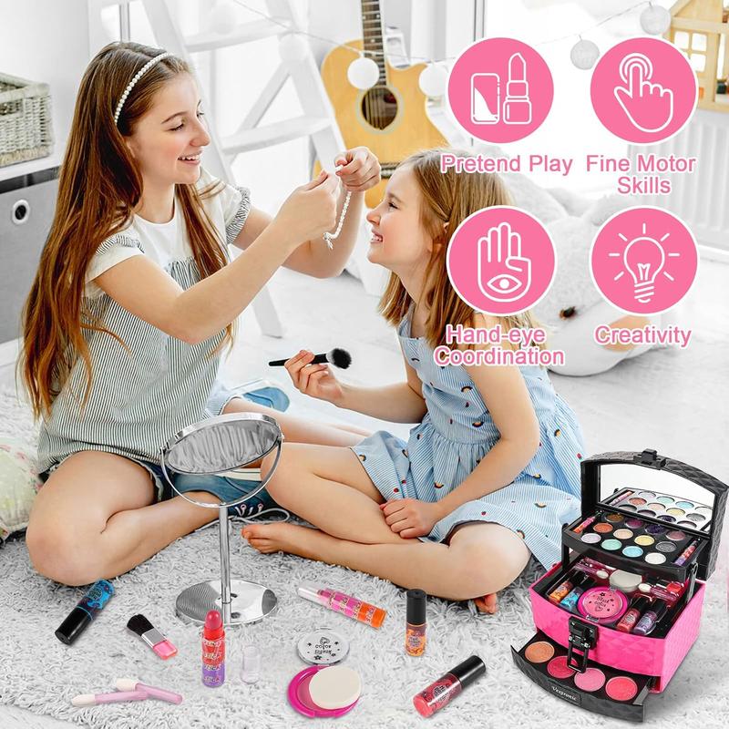 Christmas Gift Kids Makeup Sets for Girls, Washable Toddler Makeup Kit, Non Toxic & Safe Pretend Play Makeup for Kids