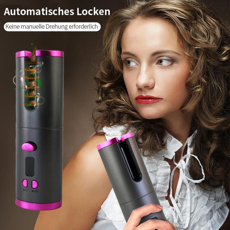 Portable Wireless Automatic Hair Curler, 1 Count USB Rechargeable Hair Curler with Ceramic Rotating Barrel, with Clips and Comb, Hair Styling Tool for Home & Travel, Winter & New Year Gift