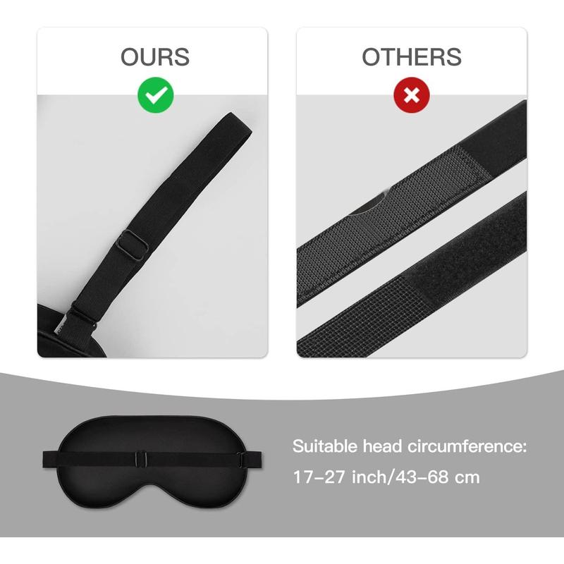 Sleep Mask, Silk Eye Mask for Sleeping with Adjustable Strap, Satin Blackout Sleeping Eye Mask for Men&Women, Comfortable Blindfold Eyeshade for Night Sleep(Black)