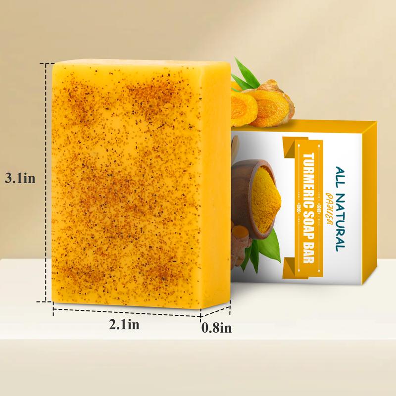 2 in-1 Turmeric Soap Bar for Body and Face, PAHIER Kojic Acid Soap to Clean and Hydrate Skin with Soap Mesh Net 3.5 Ounce (1 Pack ) for Women Men