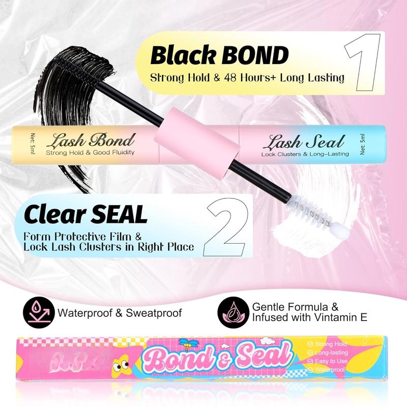 Lash Bond and Seal and Remover Kit, Bond and Seal Lash Glue and Cluster Lash Remover Eyelash Adhesive  72H Long Lasting Eyelash Glue and Eyelash Remover for Eyelash Extensions by