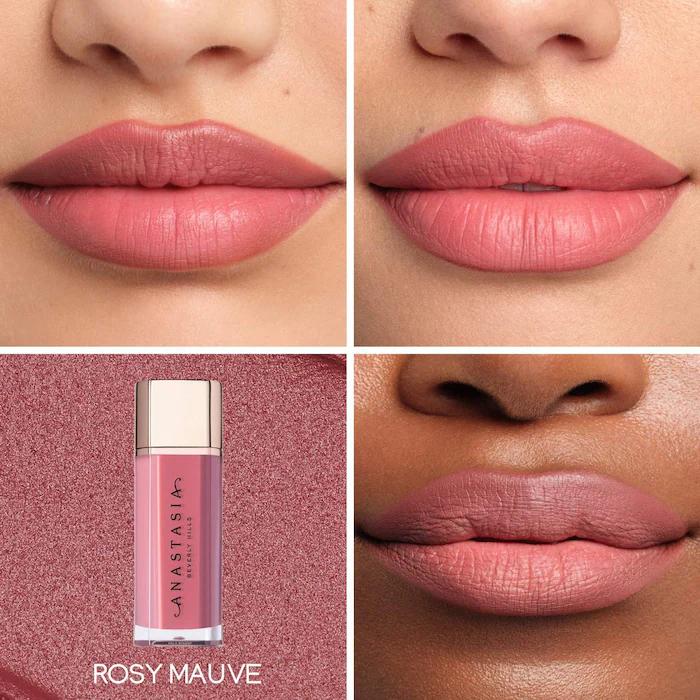 Velvet Lip Liquid Lipstick in Rosy Mauve Shade for Long-lasting Gloss - Lipgloss Makeup Matte