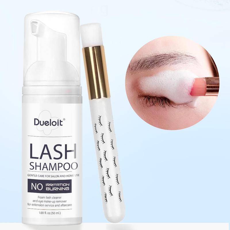 Eyelash Shampoo with Brush, Gentle Eyelash Cleanser, Eyelash Extension Cleanser, Eye Makeup Remover, Professional Eye Makeup Removal Tool for Women