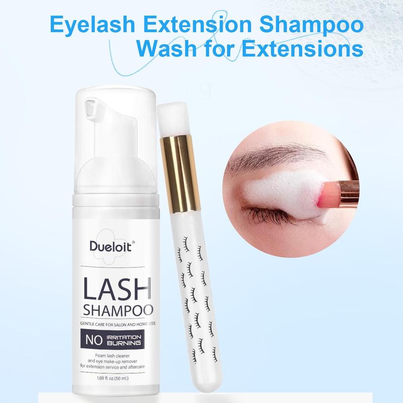 Eyelash Shampoo with Brush, Gentle Eyelash Cleanser, Eyelash Extension Cleanser, Eye Makeup Remover, Professional Eye Makeup Removal Tool for Women