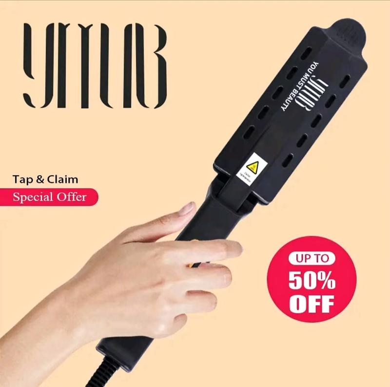 YMUB Curly straightening dual-purpose hair straightening cleat,  curly hair straightener Comfort Hot comb professional ceramic crimper wide  straightener