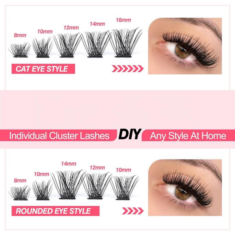 Individual False Eyelashes with Bond and Seal, 1 Box Natural Look Eyelash Extensions, Self Grafting Curl Eyelashes, Eye Makeup Enhancement False Eyelashes