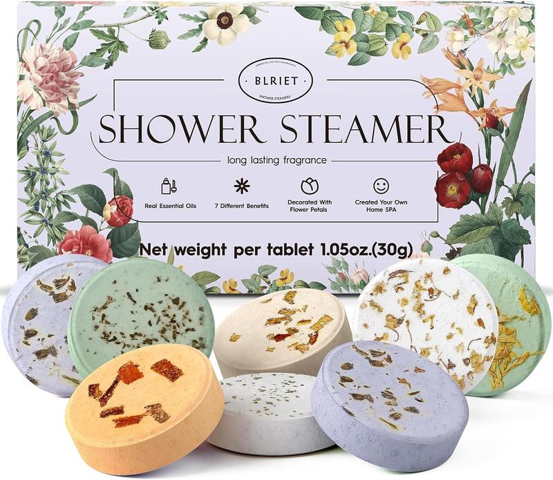 Shower Steamers Aromatherapy BLRIET 8 Pack Gifts  Lavender Natural Essential Oil Home Self Care Relaxation Stress Relief Shower Bombs Christmas Gifts