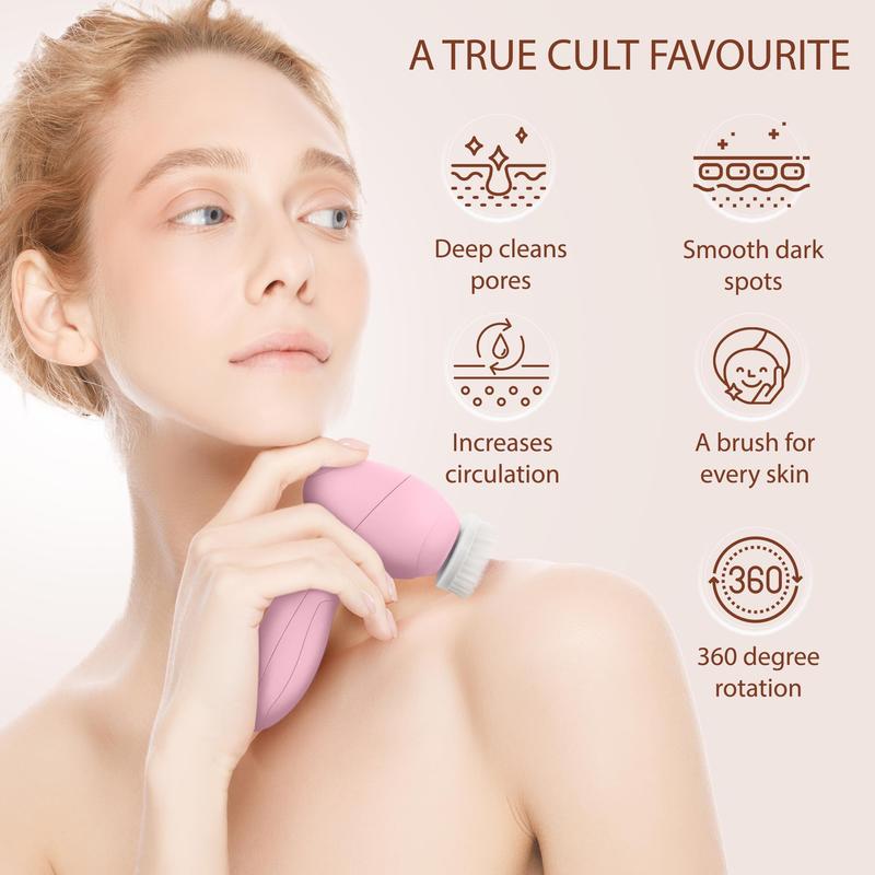 Comfort Powered Facial Scrubber with 7 Heads - Rose Quartz Edition! beauty  tools