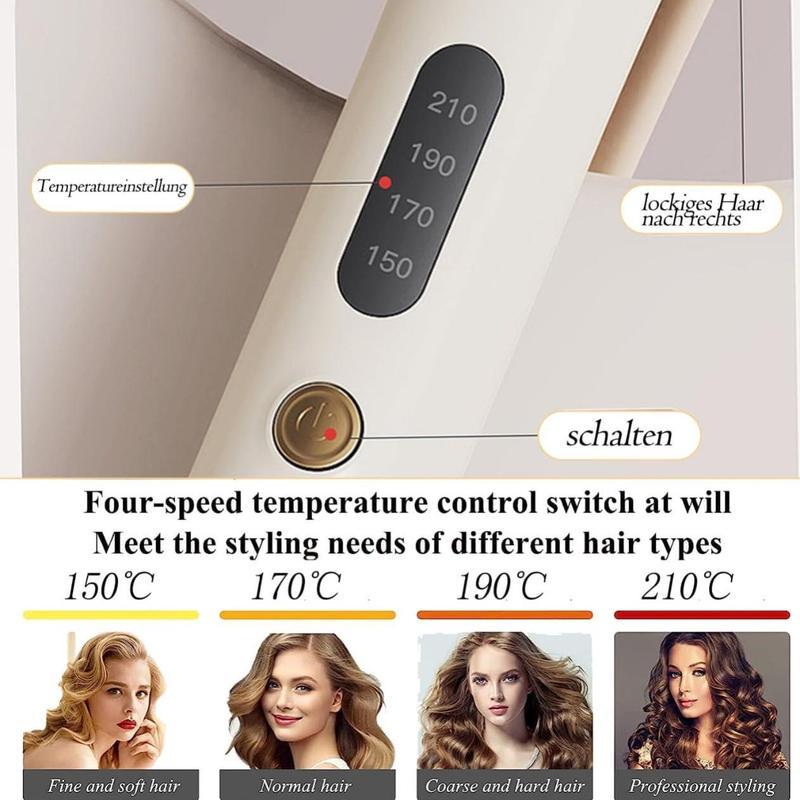 Automatic Curling Iron, Professional Anti-Tangle Automatic Hair Curler with 4-Speed Temperature, Fast Heating, Double Anti-Scald Ceramic Curling Wand for Curly Hair Styling