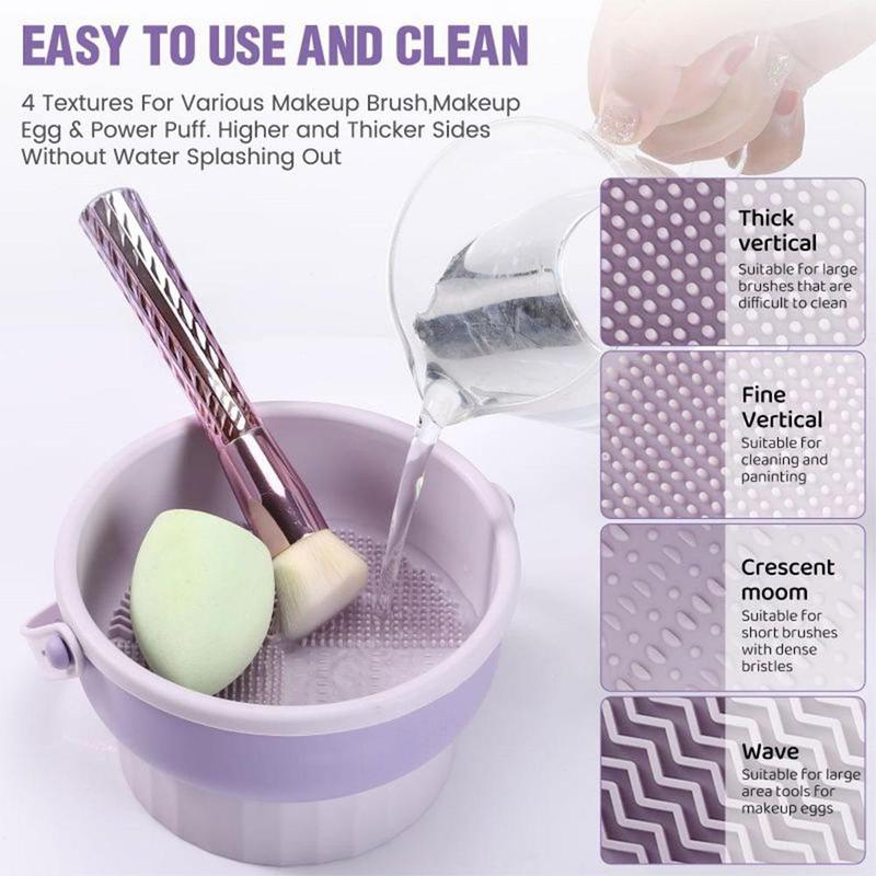 Makeup Brush Cleaning Set, Silicone Brush Cleaning Mat, Brush Drying Holder, Cosmetic Brushes Cleaning Tool Organizer for Storage and Air Drying