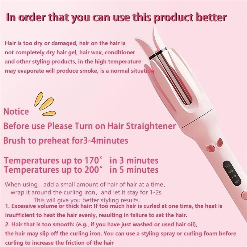 Automatic Curling Iron, Professional Anti-Tangle Automatic Hair Curler with 4-Speed Temperature, Fast Heating, Double Anti-Scald Ceramic Curling Wand for Curly Hair Styling