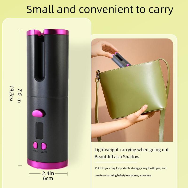 Portable Wireless Automatic Hair Curler, 1 Count USB Rechargeable Hair Curler with Ceramic Rotating Barrel, with Clips and Comb, Hair Styling Tool for Home & Travel, Winter & New Year Gift