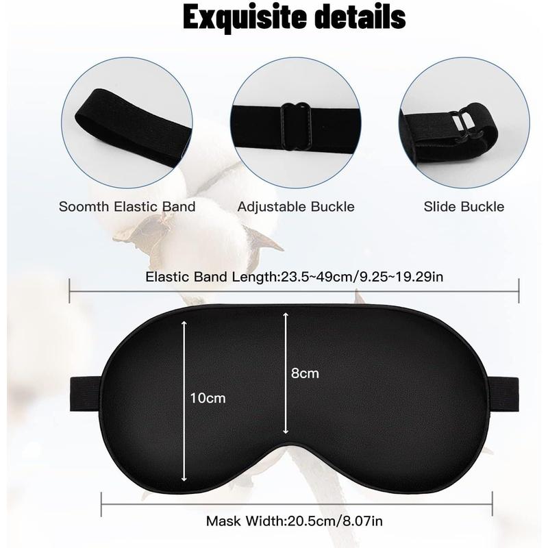 Sleep Mask, Silk Eye Mask for Sleeping with Adjustable Strap, Satin Blackout Sleeping Eye Mask for Men&Women, Comfortable Blindfold Eyeshade for Night Sleep(Black)