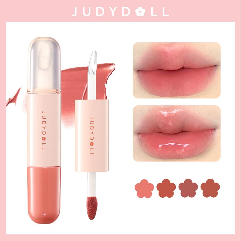 Judydoll Dual Lip Glaze Duo Lip Gloss, Cute Lip Gloss, Double-ended Mirror & Matte Lip Glaze, Waterproof Long-lasting Moisturizing Liquid Lipstick, Tinted Lipstick, Plumping Diverse Shades, Not Easy To Fade, Makeup Lip Cosmetic- The Perfect Holiday Gift