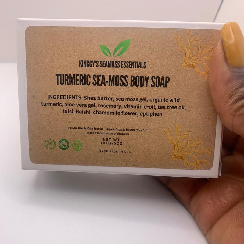 Turmeric SeaMoss Brightening Face Body Soap for Acne & Dark Mark Removal Cleanser - Hydrating & Soothing