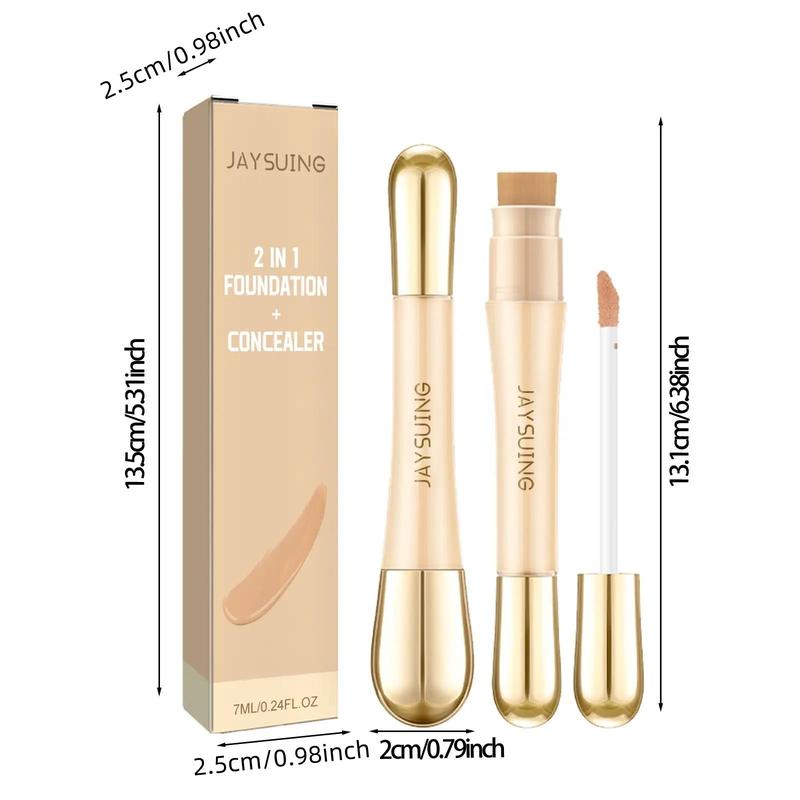 2 In 1 Double-Ended Concealer & Foundation, Long Lasting Pore Covering Concealer Stick, Makeup Tool For Women & Girls