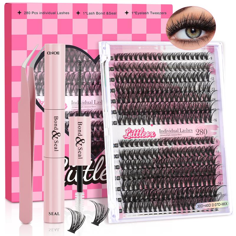 DIY Lash Extension Kit Waterproof Long-Lasting Individual Lashes 9-16Mix with Lash Bond & Seal,Lash Applicator Tool Lash Extensions at Home,Eyelashes Makeup Cosmetic Eyelashes Extensions Eyelash Extensions