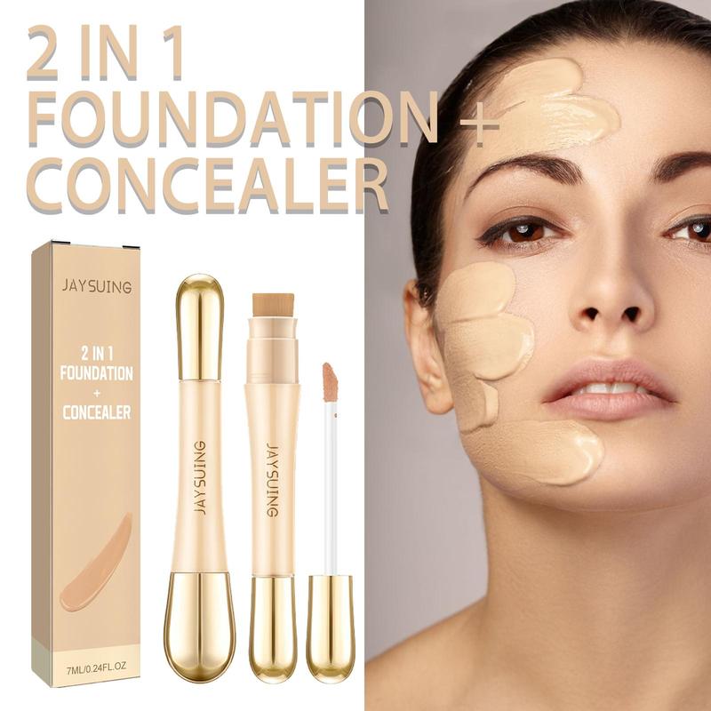 2 In 1 Double-Ended Concealer & Foundation, Long Lasting Pore Covering Concealer Stick, Makeup Tool For Women & Girls