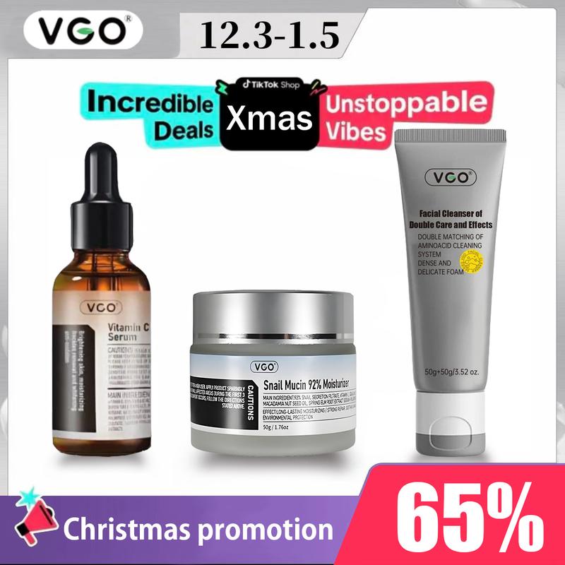 VGO-Vitamin C Serum, Moisturizer, and Facial Cleanser Set Cleansing Moisturizing Suitable for sensitive skin-Live Skincare Radiance Cleansing