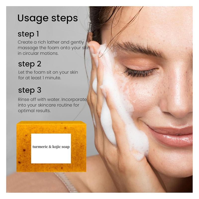 Turmeric & Kojic Acid Cleansing Soaps, Natural Extracts Soaps, Turmeric Soaps, Moisturizing Skincare Soaps for Women, Body Care Body Wash Soap Bars for Daily Winter Gift, Christmas Gift, Fall Essentials