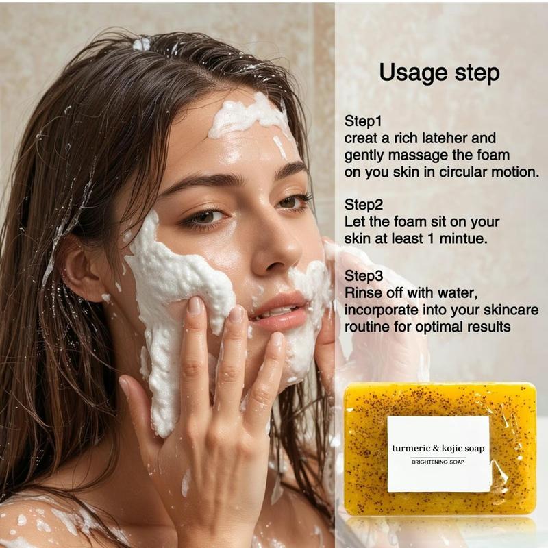 Turmeric & Kojic Acid Cleansing Soaps, Natural Extracts Soaps, Turmeric Soaps, Moisturizing Skincare Soaps for Women, Body Care Body Wash Soap Bars for Daily Winter Gift, Christmas Gift, Fall Essentials