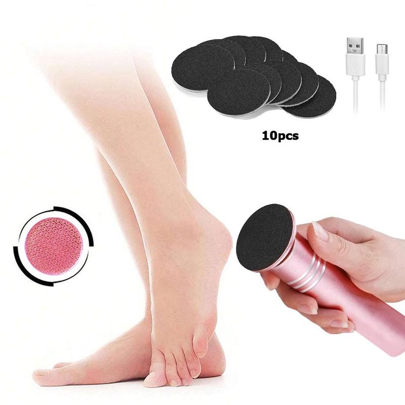 Rechargeable Electric Foot File, 1 Count Portable Handheld Foot Dead Skin Remover with Replacement Heads & Sandpaper, Multifunctional Personal Foot Care Tool for Home & Salon, Christmas Gift