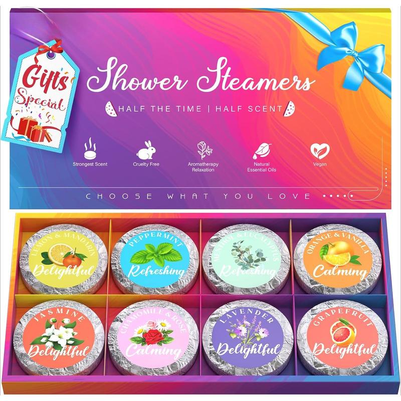 Shower Steamers -8 Pack Gifts for Women, Mom, Men, Stocking Stuffers Birthday Gifts Basket, Self Care Shower Bombs with Natural Essential Oil, Relaxation Stress Relief Home Spa