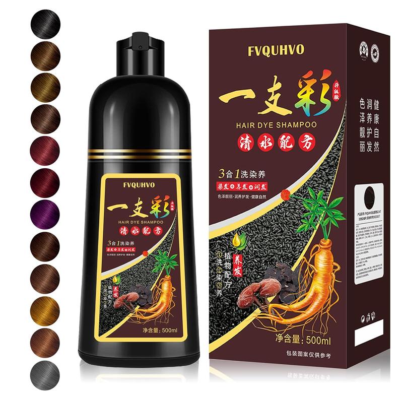 Black Hair Dye Shampoo for Gray Hair,  Herbal Ingredients Natural Shampoo Black Hair Dye for Women Men, Grey Coverage Shampoo 500ml Haircare