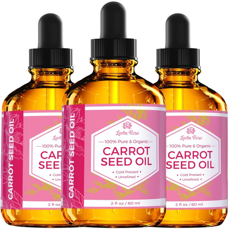 Leven Rose Carrot Seed Oil  2 oz - Natural, Organic, Cold-Pressed, Unrefined Beauty Serum for UV Sunscreen Damage, Anti-Aging, Skin Repair & Comfort