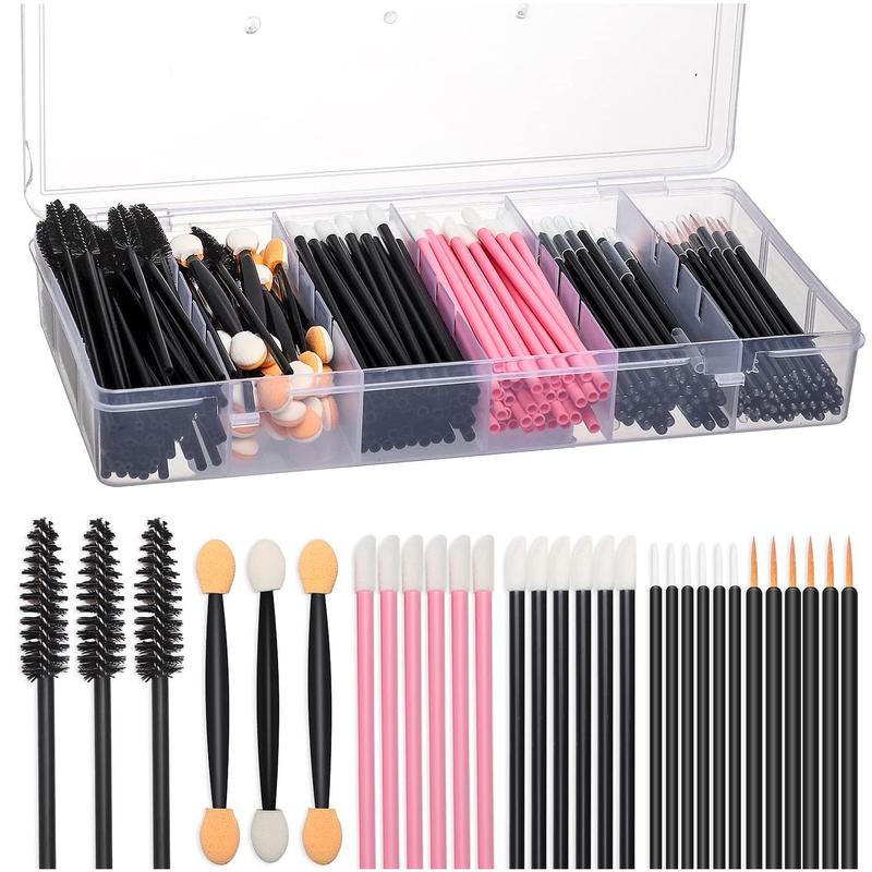 300pcs Disposable Makeup Tool Kit,Brow brush Mascara brush Lip Applicators Eyeshadow applicators Eye liner brush,Makeup Disposable Accessories With Organizer Box