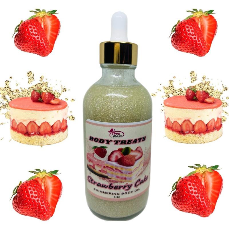 Shimmering Strawberry Cake  Moisturizing Body Glow Oil Body Oil - Holiday Gift vgo skincare