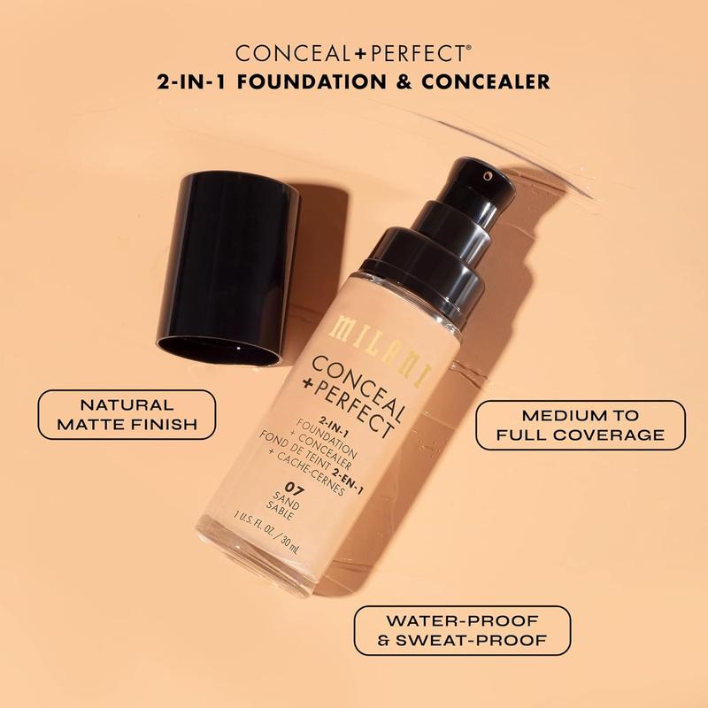 Liquid Foundation - Light Beige, 1 oz. Waterproof, Oil-Free, Medium to Full Coverage, Satin-Matte Finish