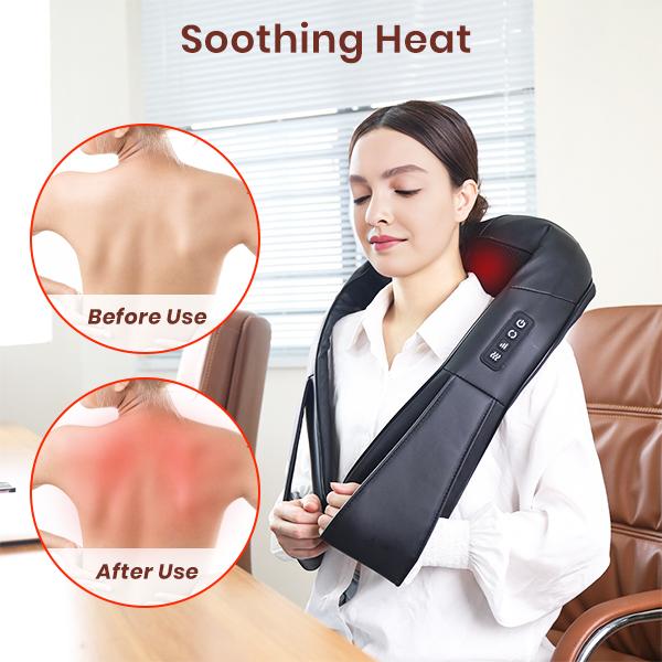 Shiatsu Neck and Back Massager with Soothing Heat, Electric Shoulder Massage 8 Nodes Deep Tissue 3D Kneading Massages for Pain Relief, Best Christmas Gifts for Man, Woman, Friends, Parents.