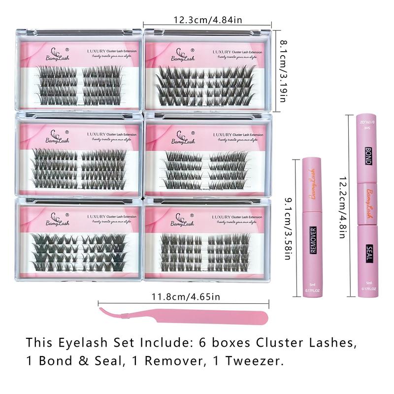 Cat Eye Cluster False Eyelashes with Bond and Seal & Remover & Tweezers, 1 Set Natural Look Cluster Lashes, Self Grafting Eyelash Extensions for Women & Girls, Christmas Gift