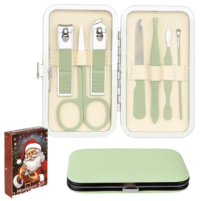 Stocking Stuffers for Teens  Clippers Travel  Kit Christmas Gifts for Girls  Clipper Set for Women 7 in 1 Manicure Set for Girls Toenail Clippers Pedicure Kit Grooming Kit, Jade Green