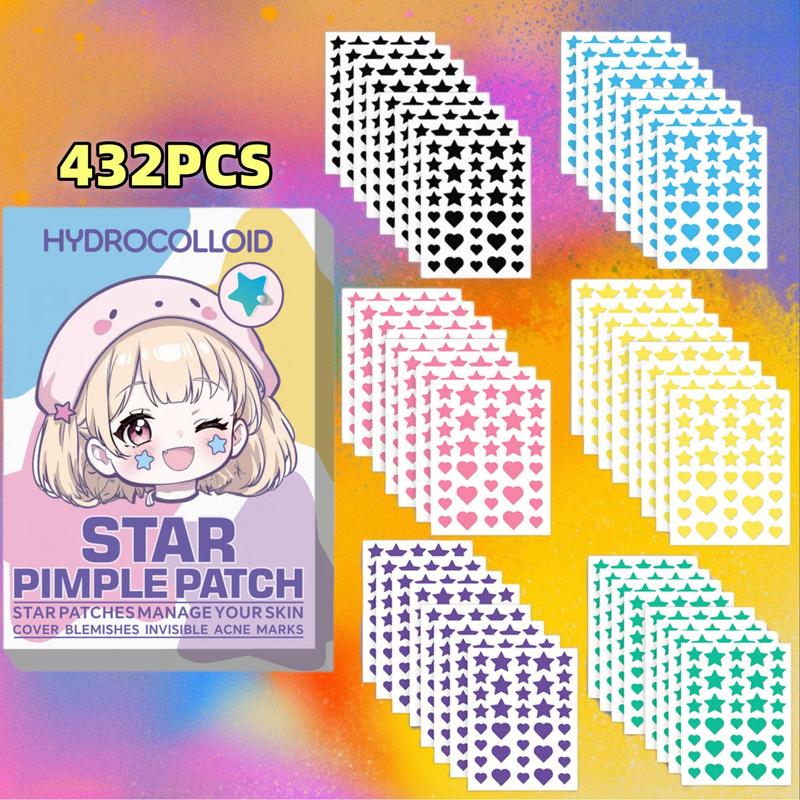 Heart & Star Shaped Acne Patches, 432pcs set Hydrocolloid Acne Cover Patches, Skin Care Products for Women & Men